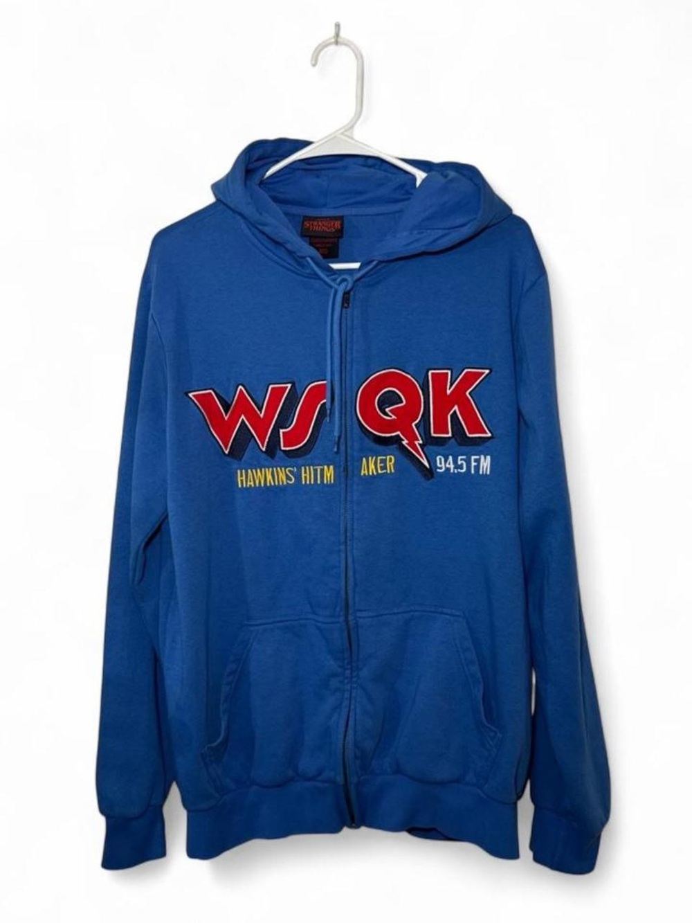 Stranger Things Zip Up Hoodie WSQK Hawkins Hitmaker Zip Up BoxLunch (size: M)